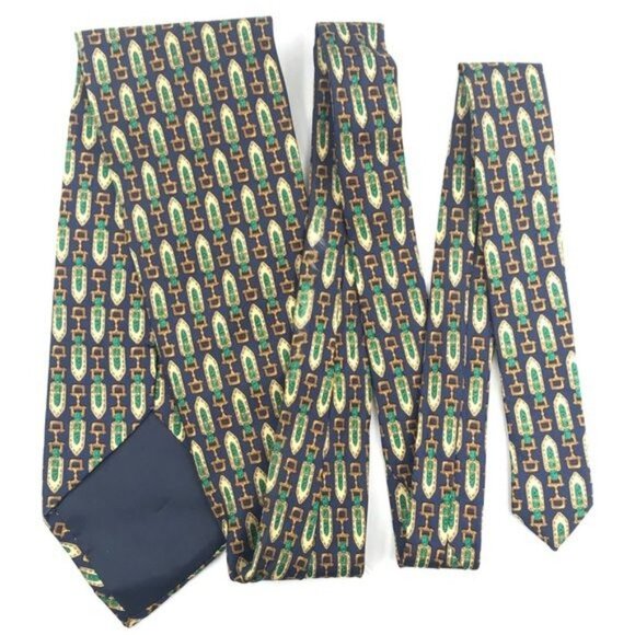 Fabio Ferretti Men's Tie Silk Blue Green Gold 57.25 in - Picture 3 of 6